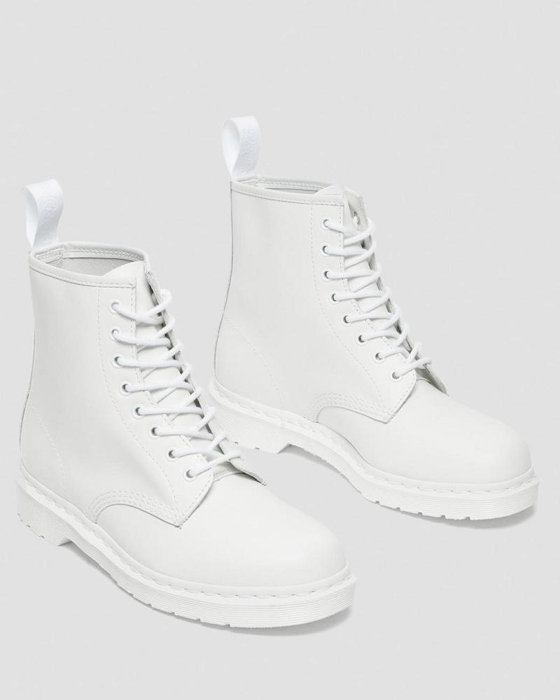 White Women's Dr Martens 1460 Mono Smooth Leather Lace Up Boots | CA 171BEX